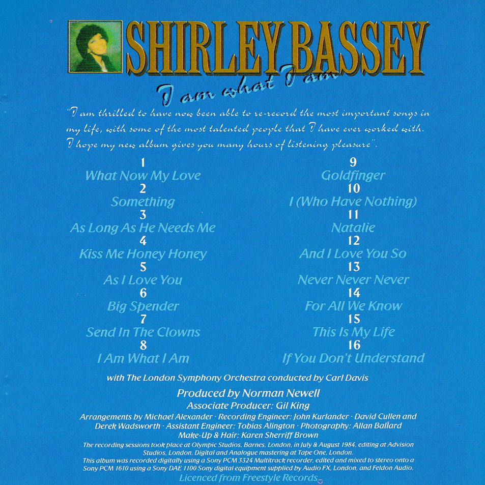 Cartula Interior Frontal de Shirley Bassey - I Am What I Am