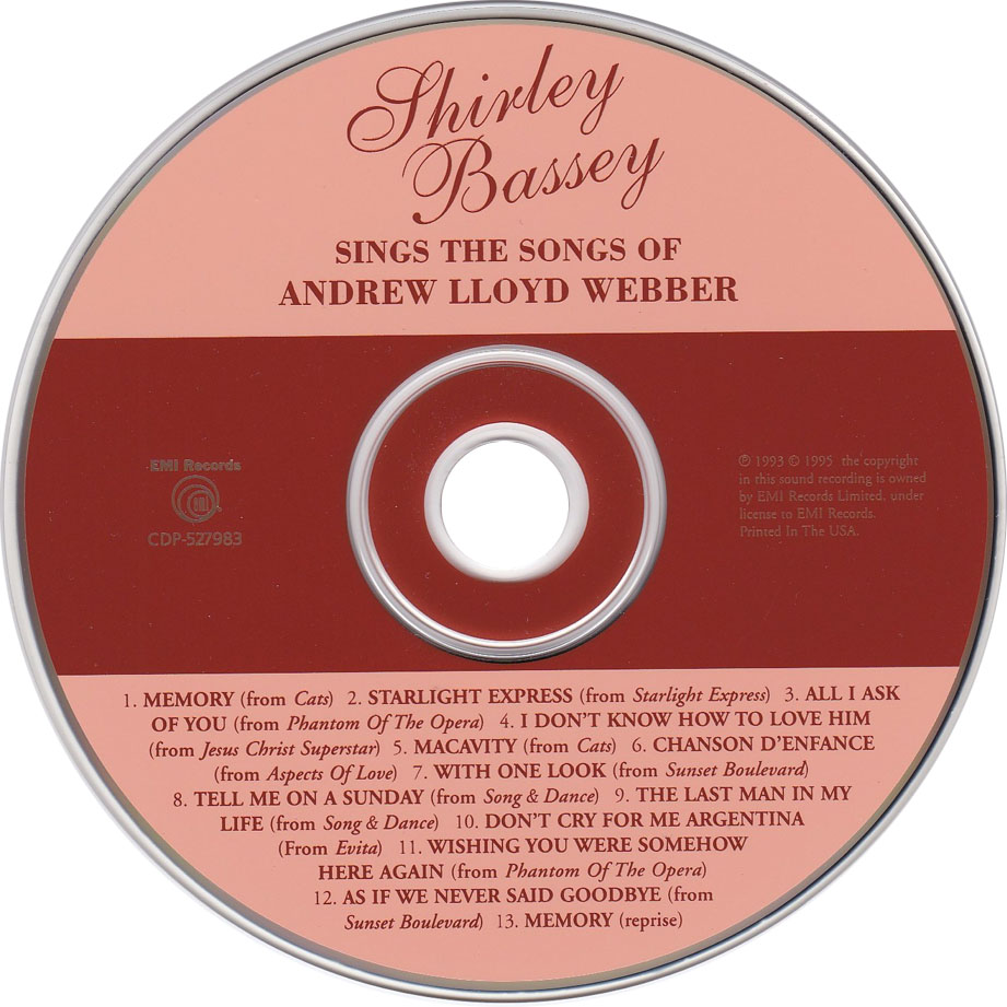 Cartula Cd de Shirley Bassey - Sings The Songs Of Andrew Lloyd Webber