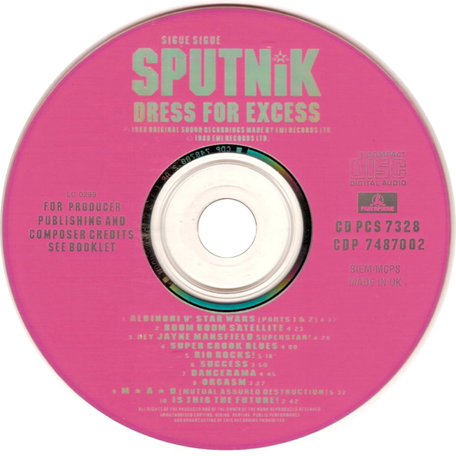 Cartula Cd de Sigue Sigue Sputnik - Dress For Excess