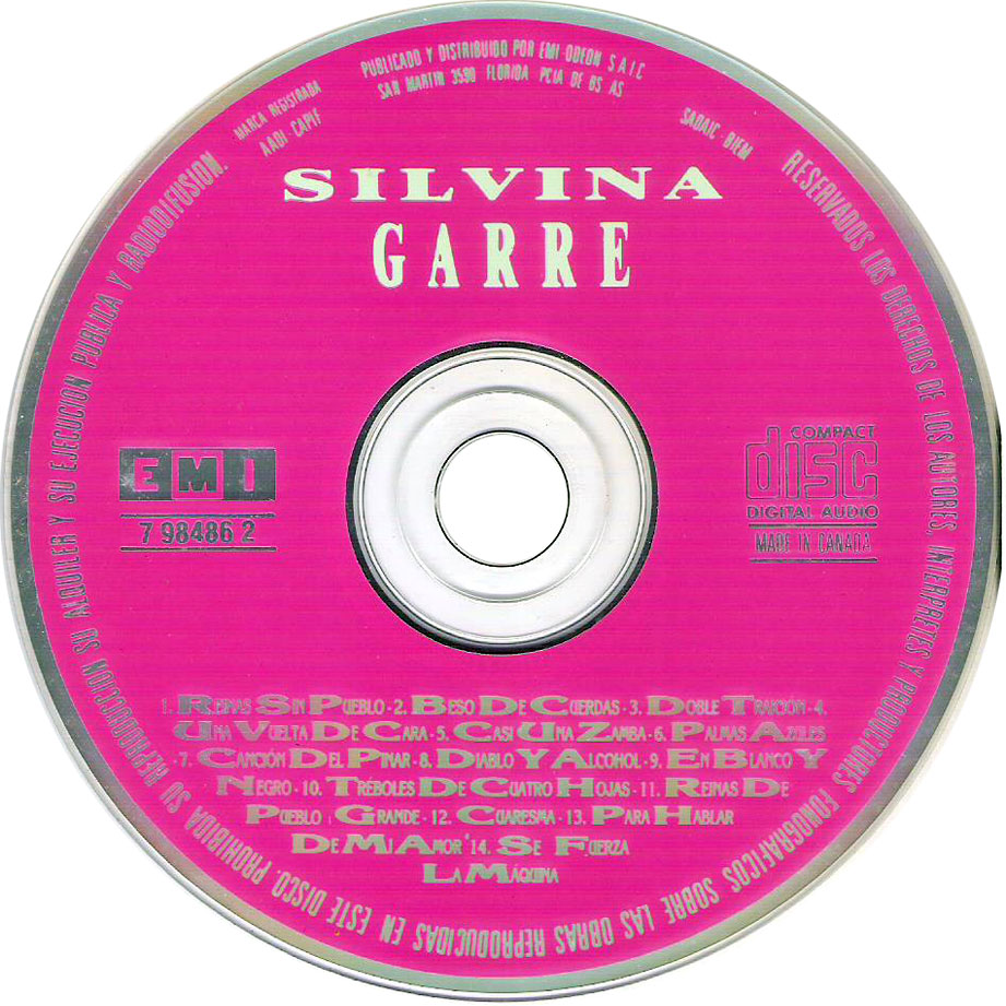 Cartula Cd de Silvina Garre - En Vivo Coliseo 91