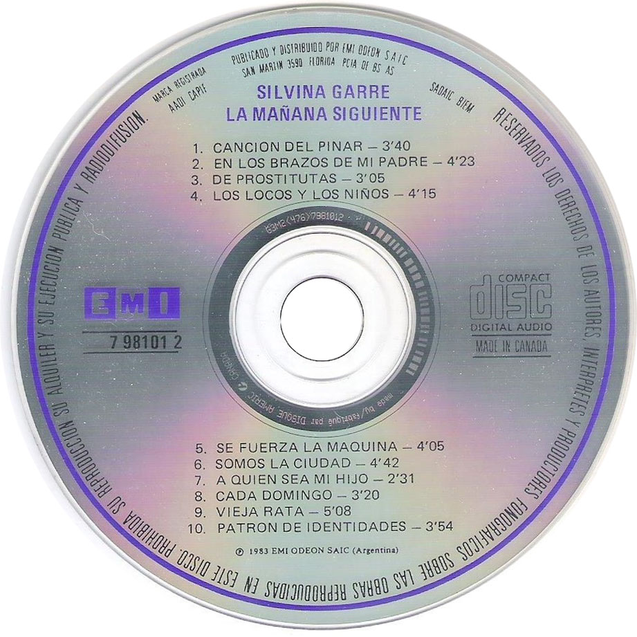 Cartula Cd de Silvina Garre - La Maana Siguiente