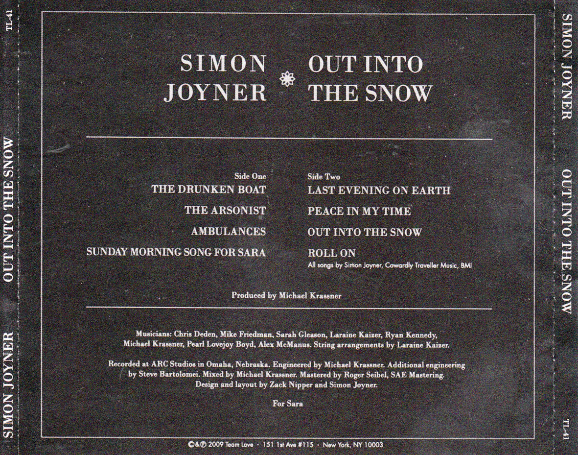 Cartula Trasera de Simon Joyner - Out Into The Snow