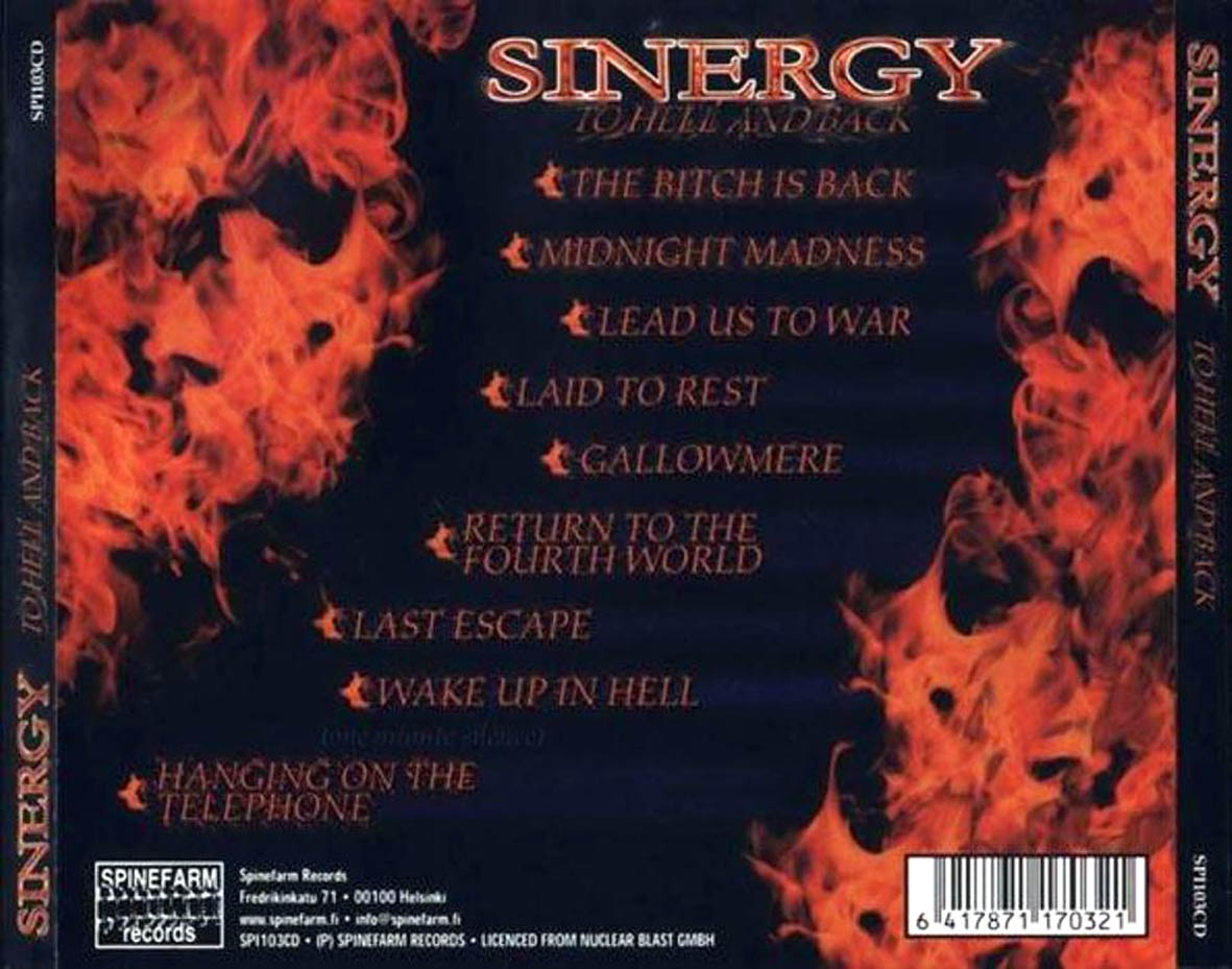Cartula Trasera de Sinergy - To Hell And Back