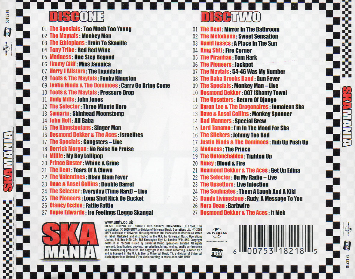 Cartula Trasera de Ska Mania