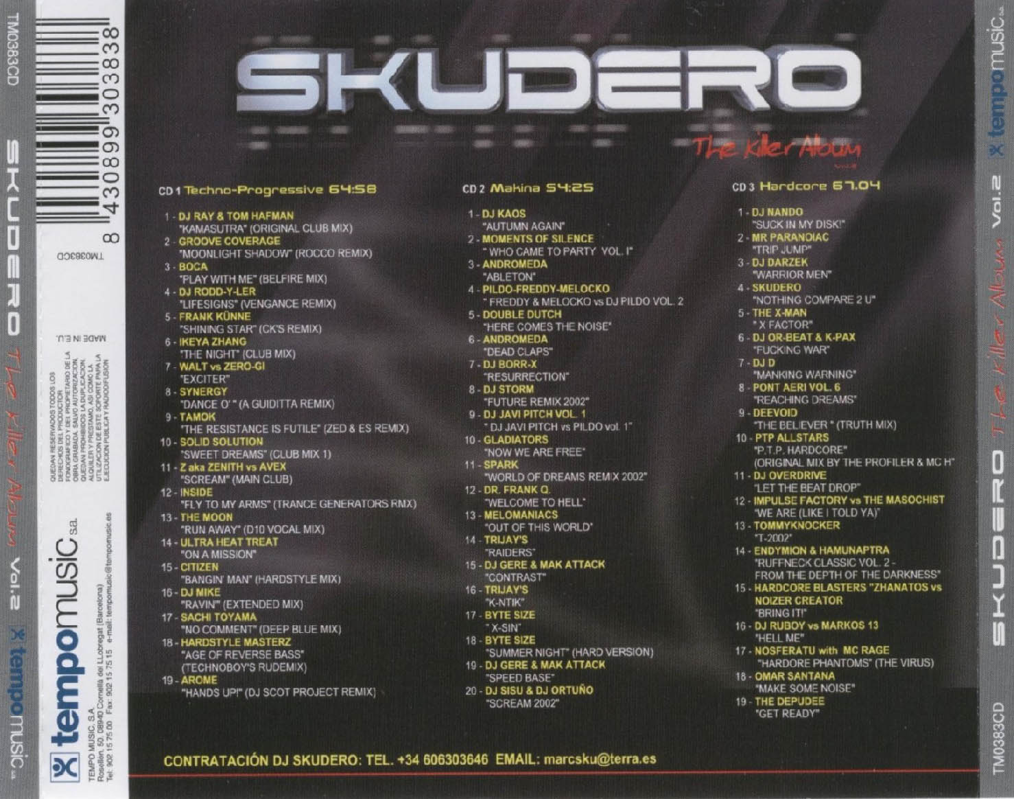 Cartula Trasera de Skudero - The Killer Album Volumen 2