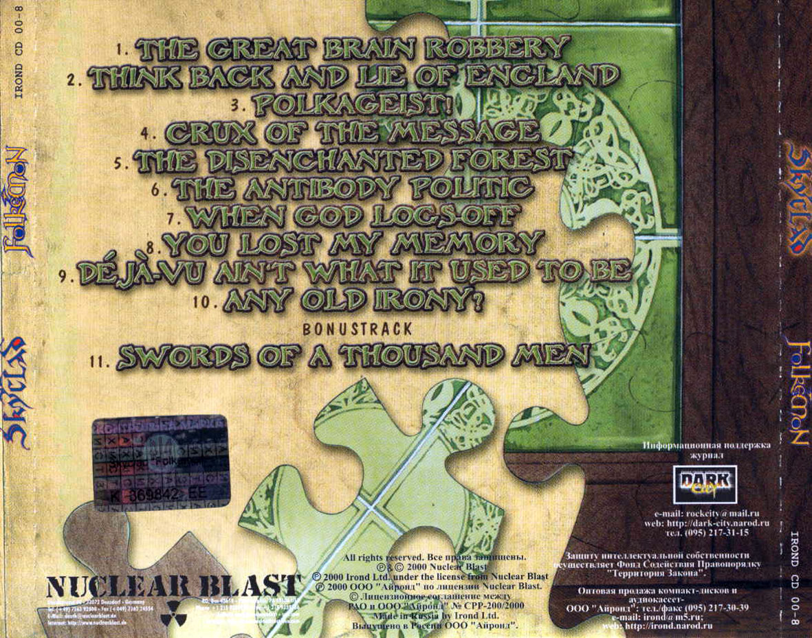 Cartula Trasera de Skyclad - Folkemon
