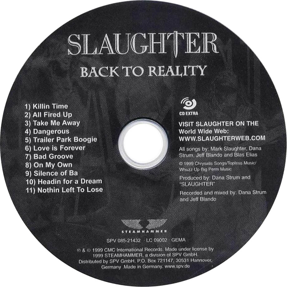 Cartula Cd de Slaughter - Back To Reality