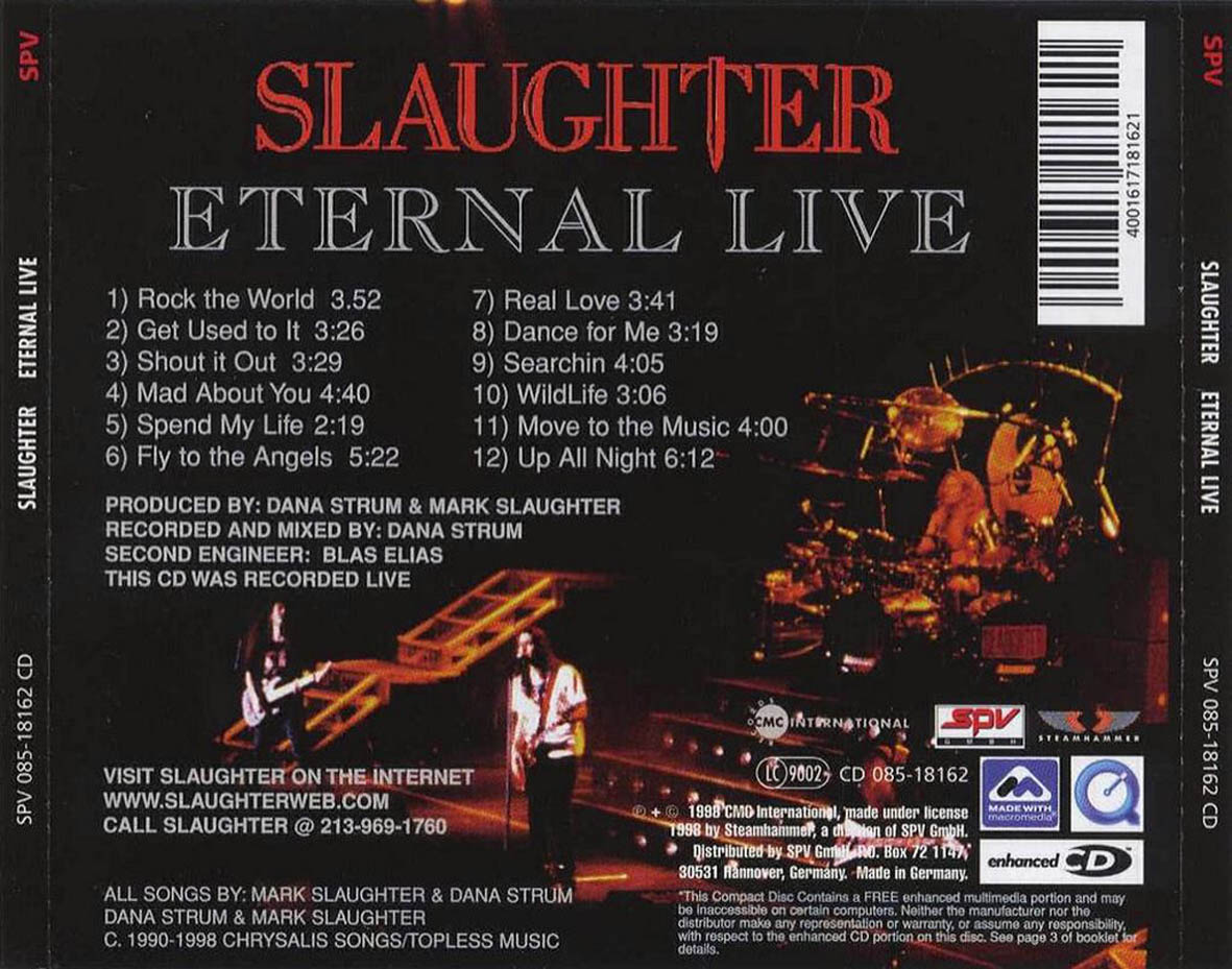 Cartula Trasera de Slaughter - Eternal Live