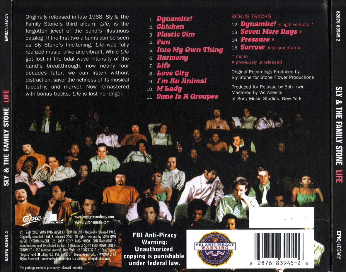 Cartula Trasera de Sly & The Family Stone - Life (2007)