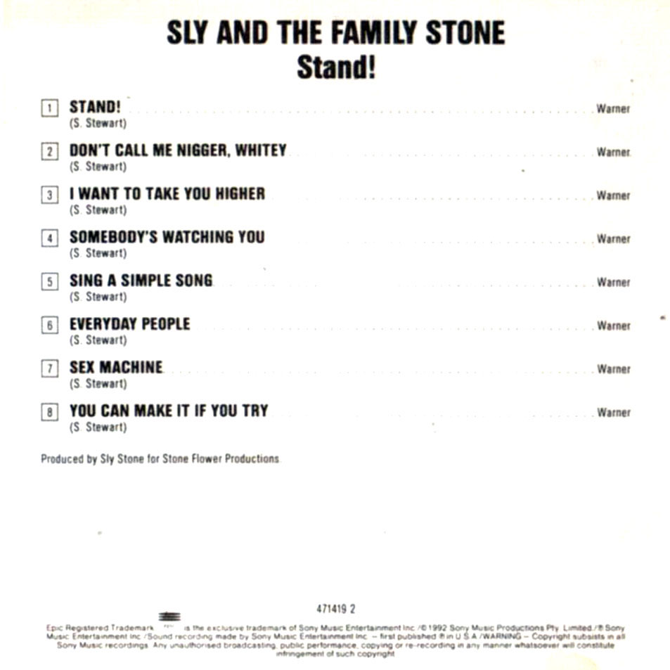 Cartula Interior Frontal de Sly & The Family Stone - Stand! (1969)