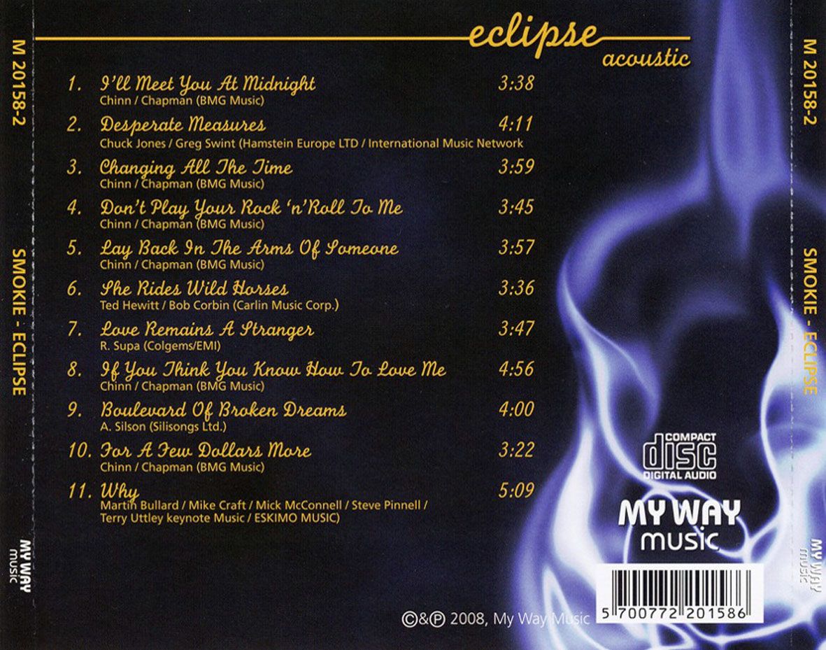 Cartula Trasera de Smokie - Eclipse: Acoustic