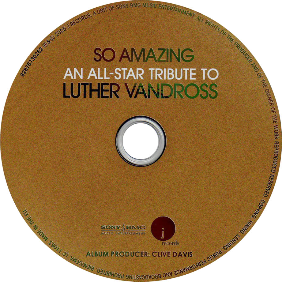 Cartula Cd de So Amazing An All Star Tribute To Luther Vandross