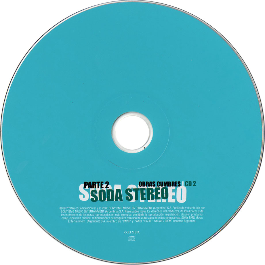 Cartula Cd2 de Soda Stereo - Obras Cumbres: Parte 2