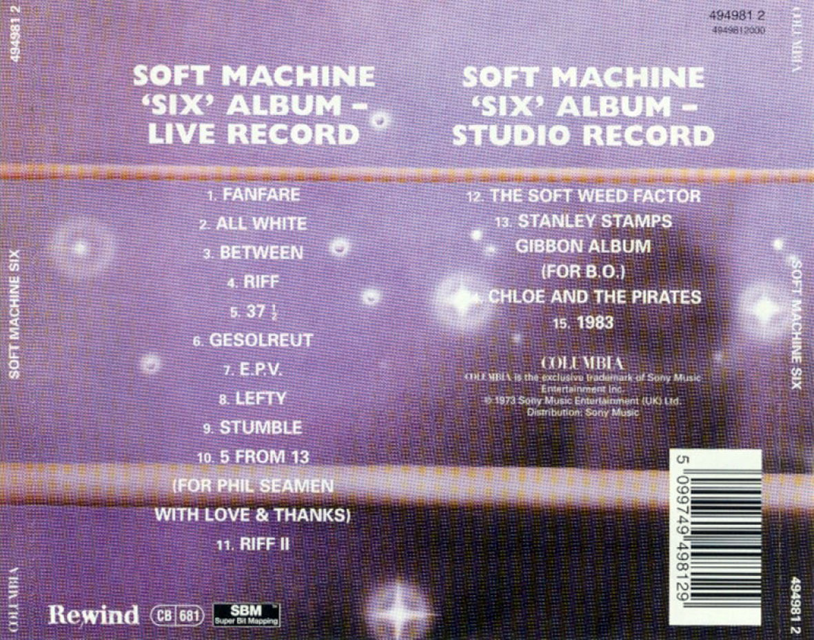 Cartula Trasera de Soft Machine - Six