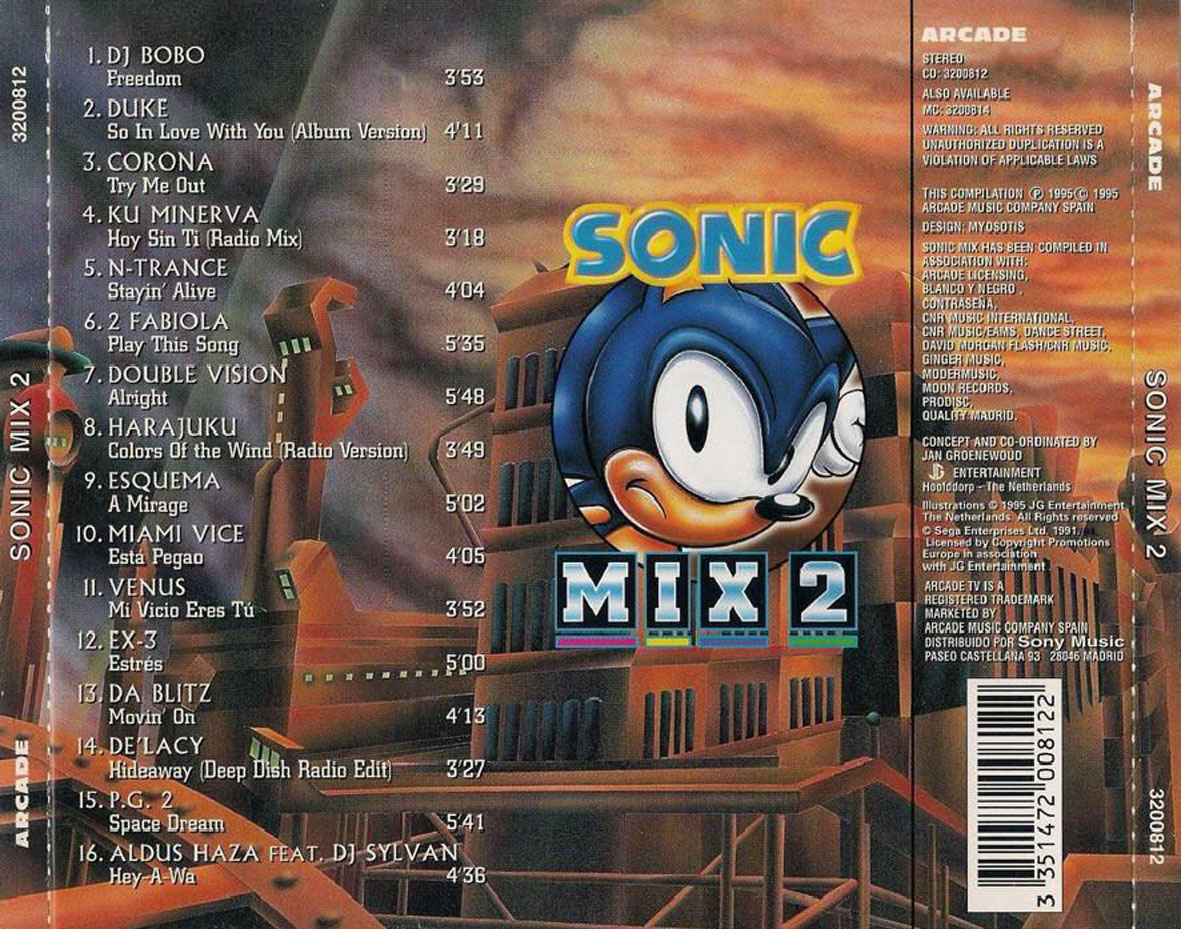 Cartula Trasera de Sonic Mix 2