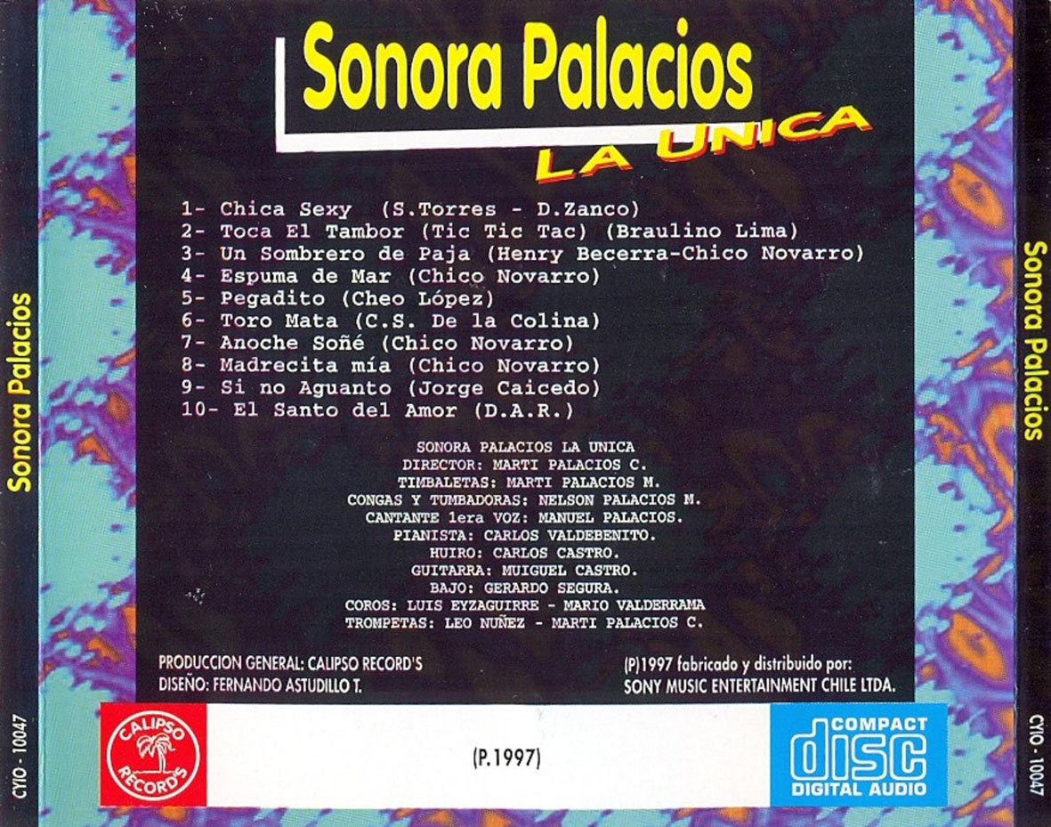 Cartula Trasera de Sonora Palacios - La Unica, Exitos '97