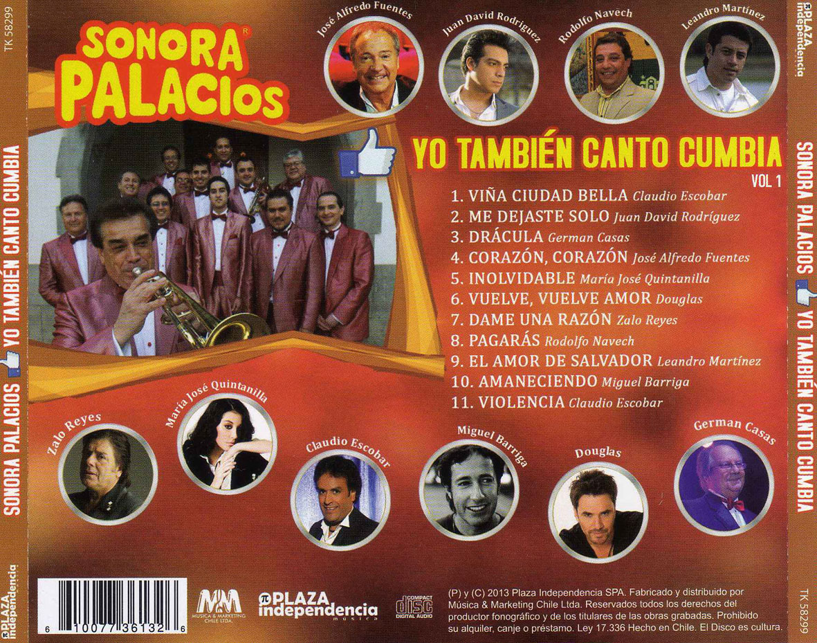 Cartula Trasera de Sonora Palacios - Yo Tambien Canto Cumbia