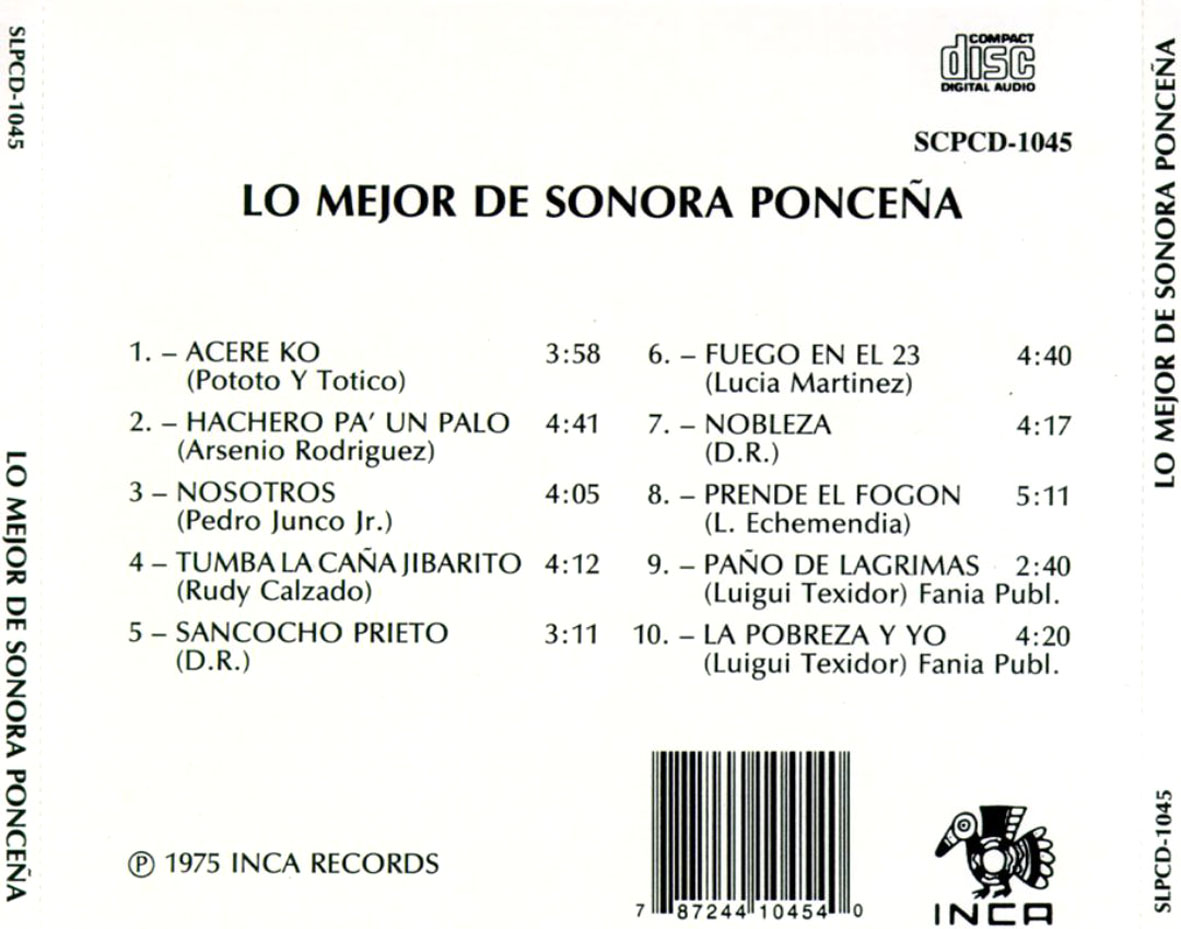 Cartula Trasera de Sonora Poncea - Lo Mejor De Sonora Poncea