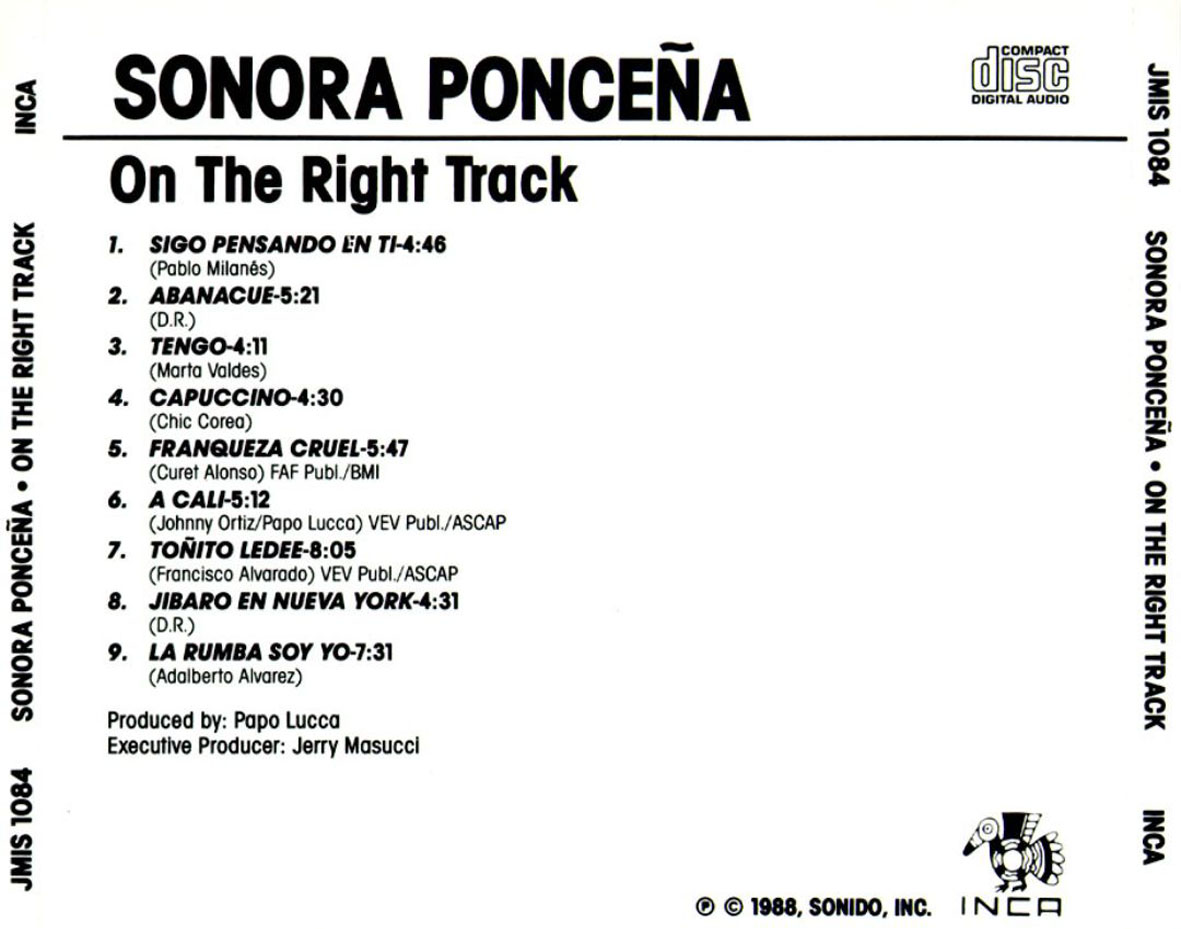 Cartula Trasera de Sonora Poncea - On The Right Track