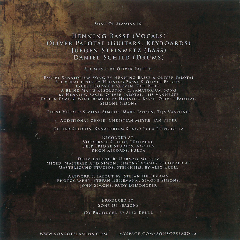 Cartula Interior Frontal de Sons Of Seasons - Gods Of Vermin