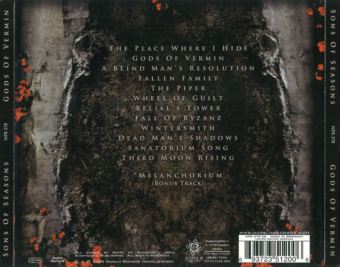 Cartula Trasera de Sons Of Seasons - Gods Of Vermin