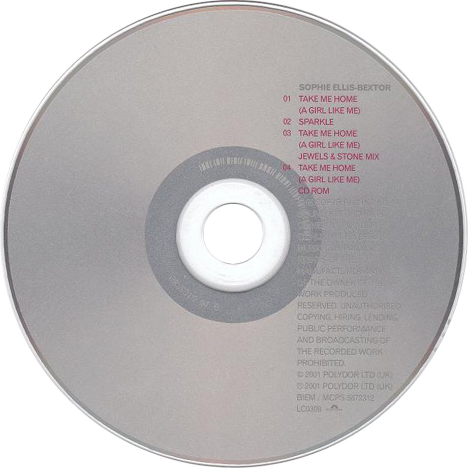 Cartula Cd de Sophie Ellis-Bextor - Take Me Home (Cd Single)