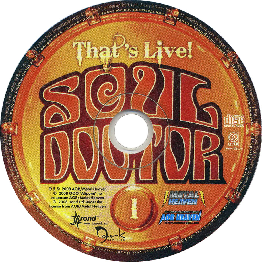 Cartula Cd de Soul Doctor - That's Live!