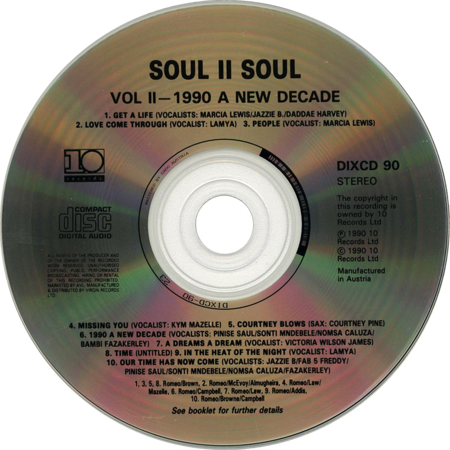 Cartula Cd de Soul II Soul - Volume Ii: 1990 A New Decade
