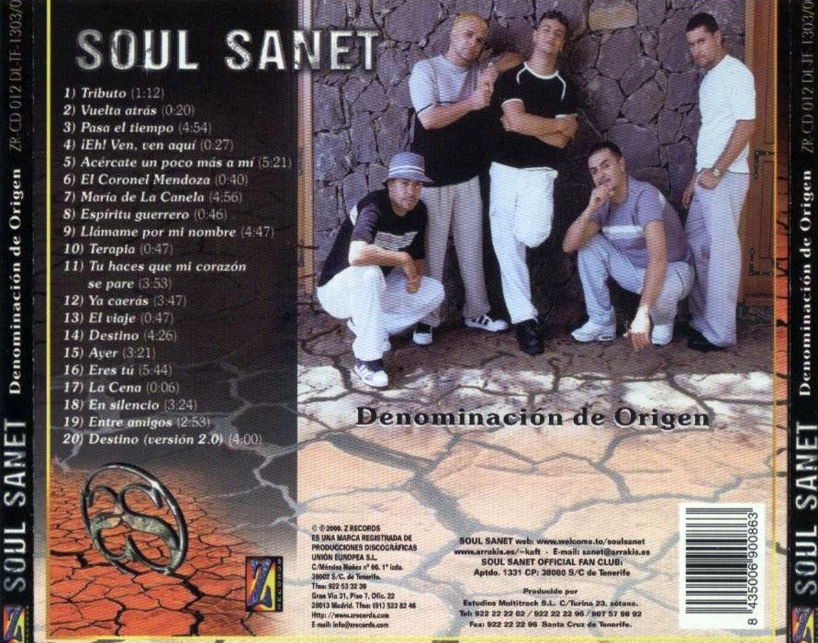 Cartula Trasera de Soul Sanet - Denominacion De Origen