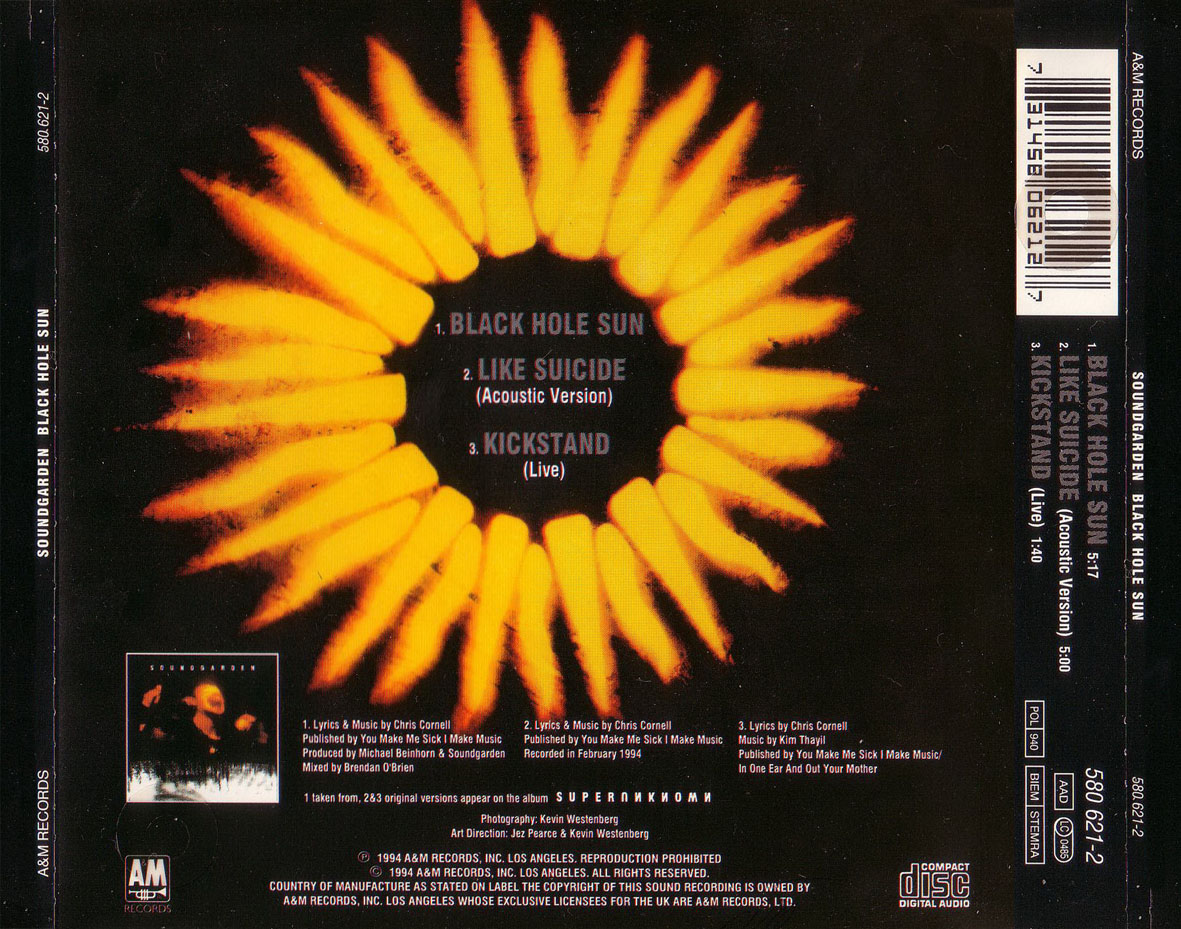 Cartula Trasera de Soundgarden - Black Hole Sun (Cd Single)