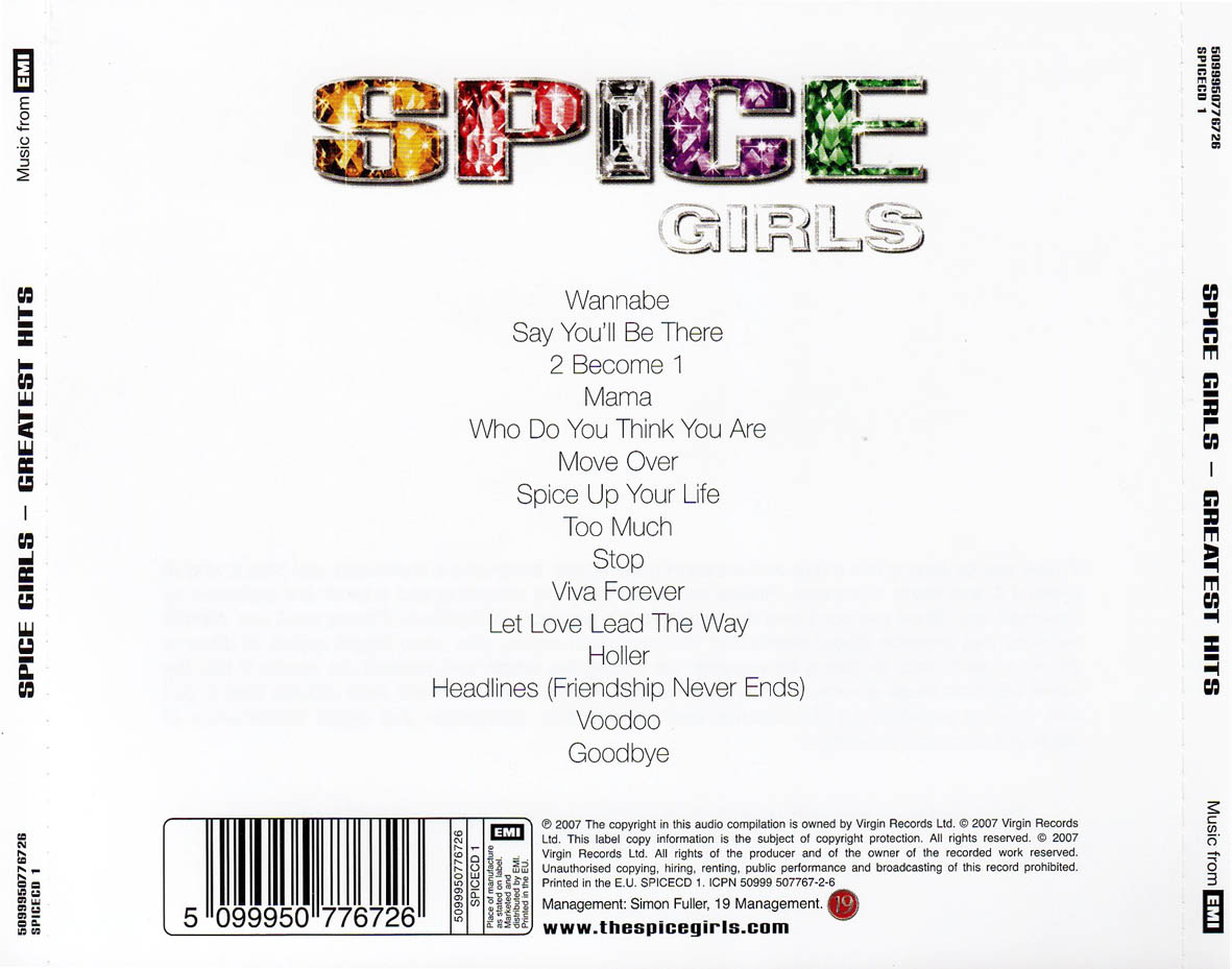 Cartula Trasera de Spice Girls - Greatest Hits