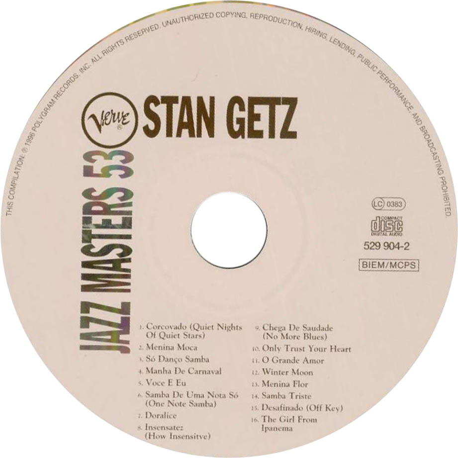 Cartula Cd de Stan Getz - Bossa Nova (Jazz Masters 53)