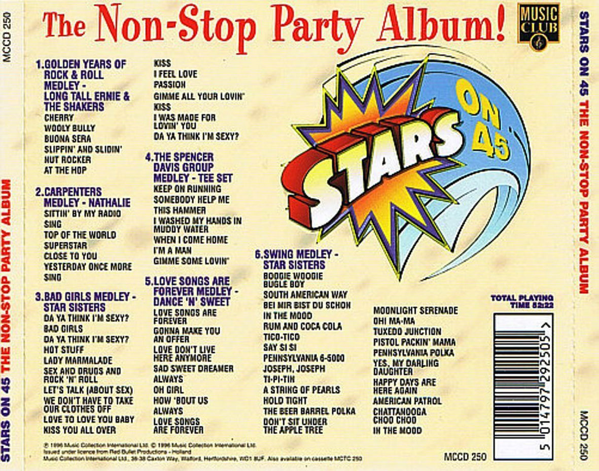 Cartula Trasera de Stars On 45 - The Non-Stop Party Album!