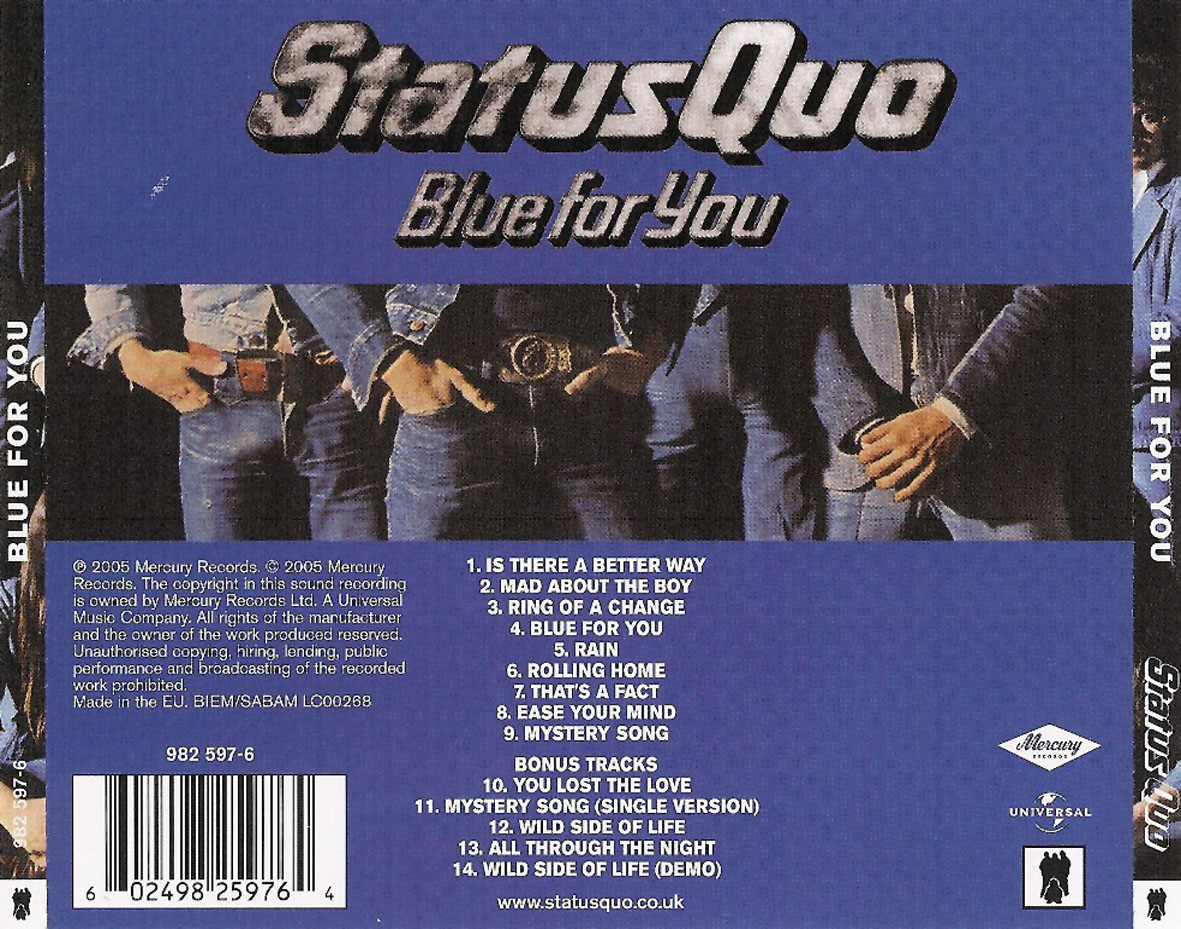 Cartula Trasera de Status Quo - Blue For You