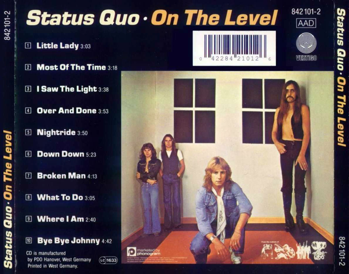 Cartula Trasera de Status Quo - On The Level (1975)