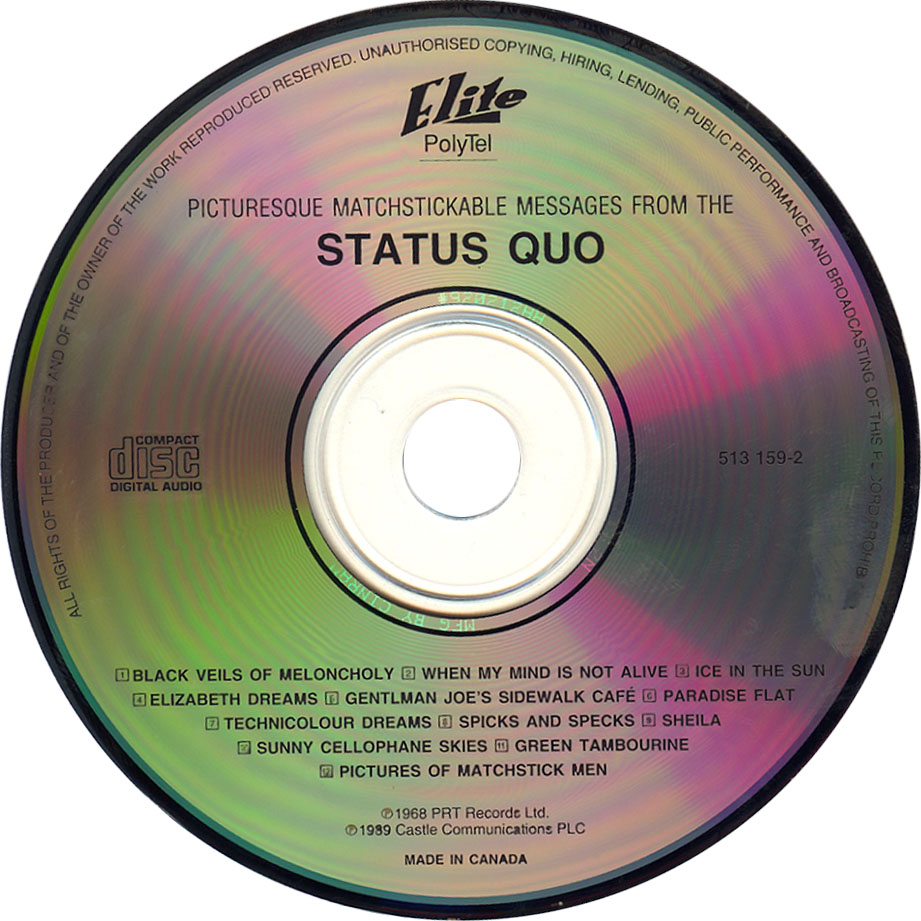 Cartula Cd de Status Quo - Picturesque Matchstickable Messages From The Status Quo (1968)