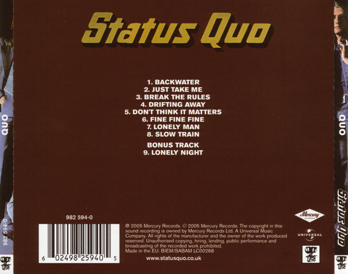 Cartula Trasera de Status Quo - Quo