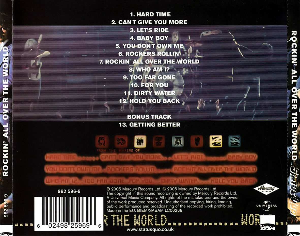 Cartula Trasera de Status Quo - Rockin' All Over The World (2005)