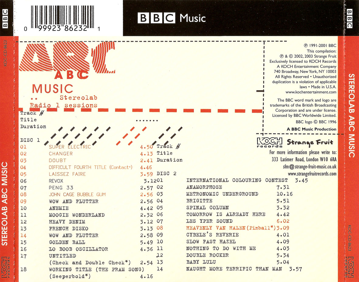 Cartula Trasera de Stereolab - Abc Music: The Radio 1 Sessions