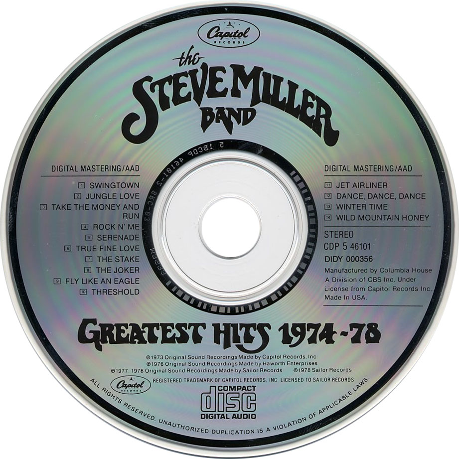 Cartula Cd de Steve Miller Band - Greatest Hits 1974-78