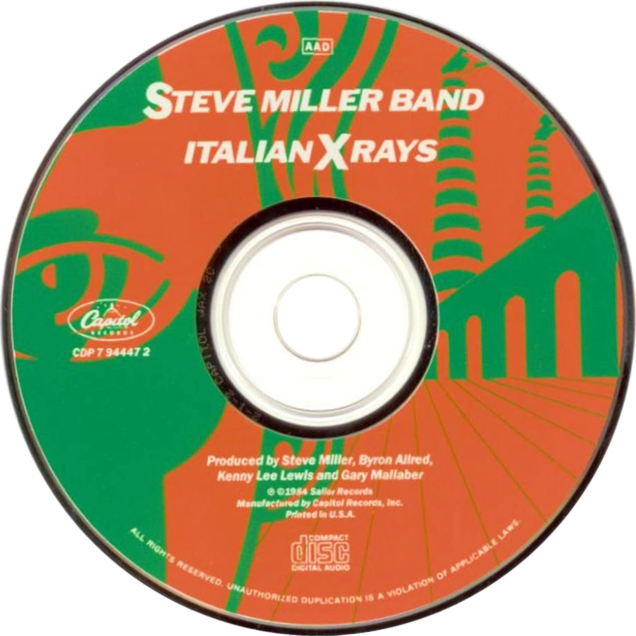 Cartula Cd de Steve Miller Band - Italian X Rays