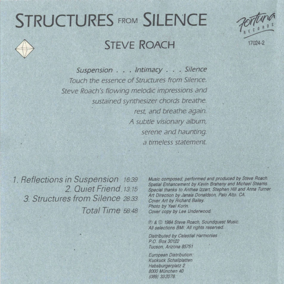Cartula Interior Frontal de Steve Roach - Structures From Silence