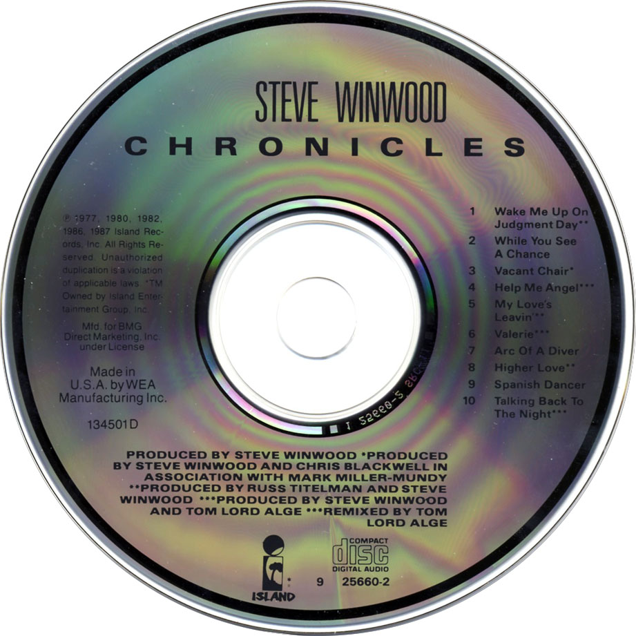 Carátula Cd de Steve Winwood - Chronicles