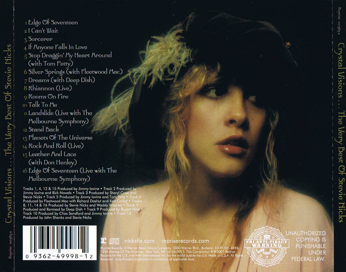 Cartula Trasera de Stevie Nicks - Crystal Visions The Very Best Of Stevie Nicks