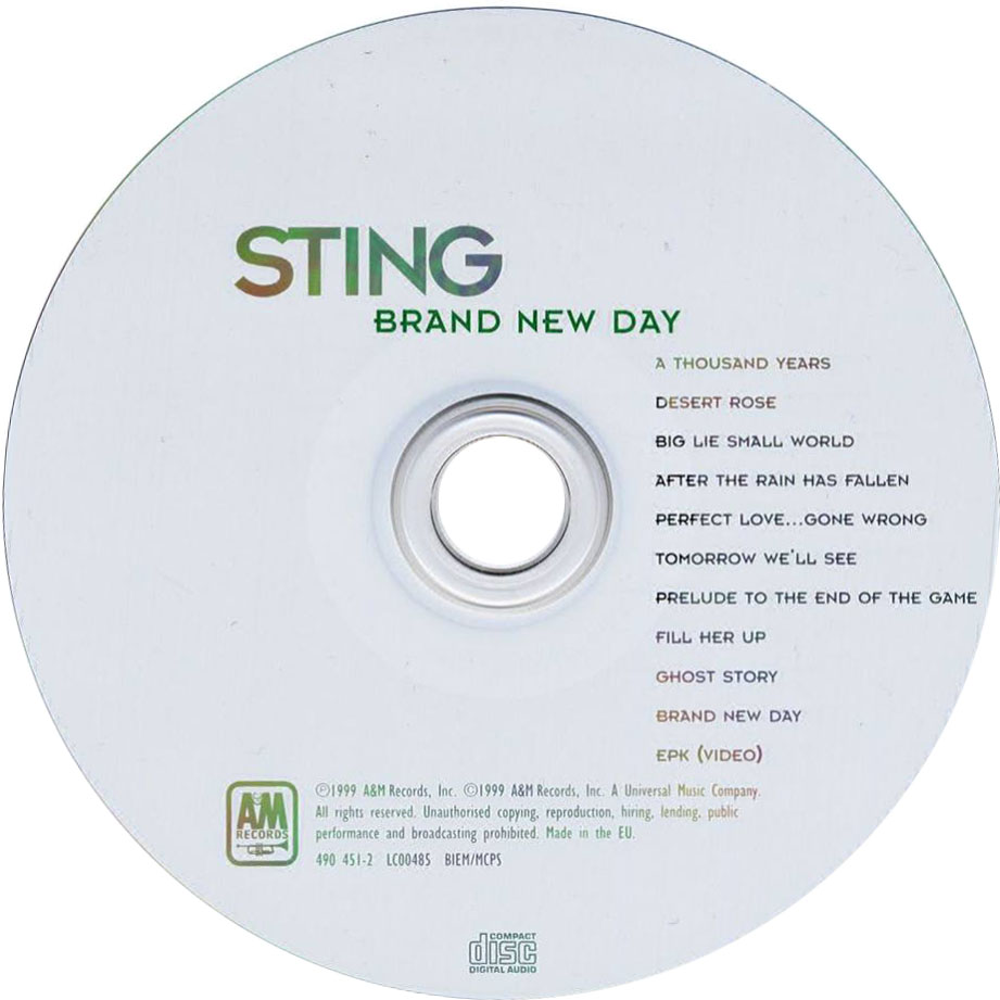 Cartula Cd de Sting - Brand New Day