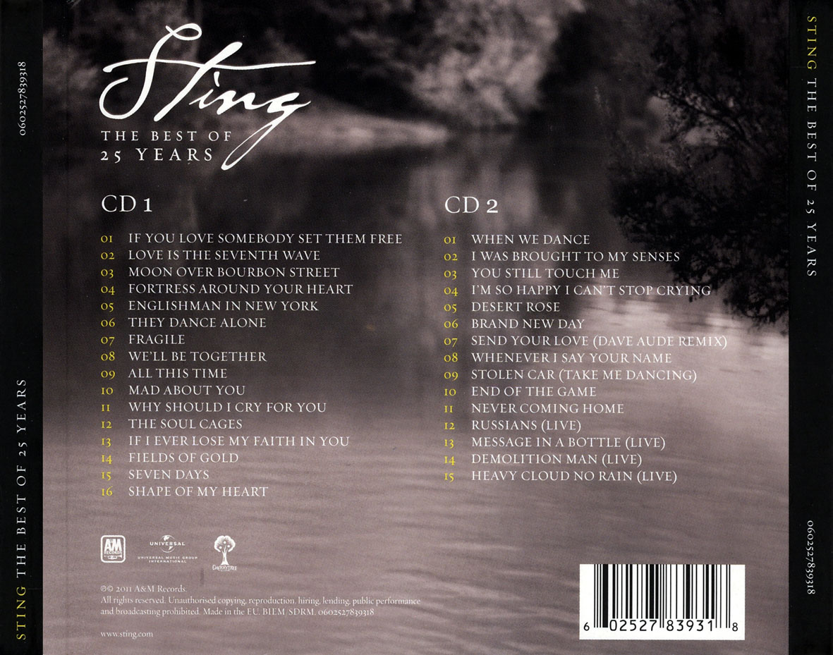 Cartula Trasera de Sting - The Best Of 25 Years