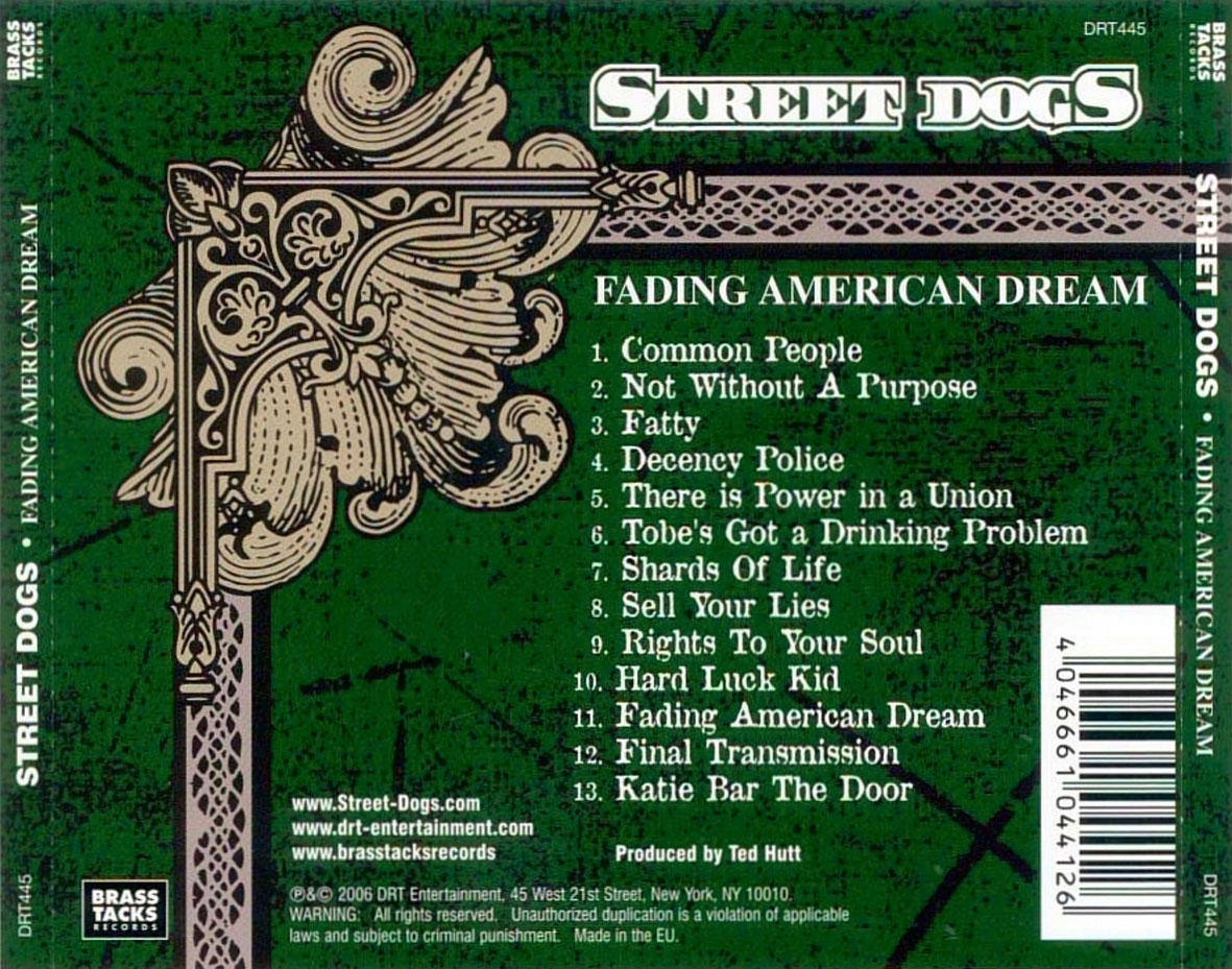 Cartula Trasera de Street Dogs - Fading American Dream