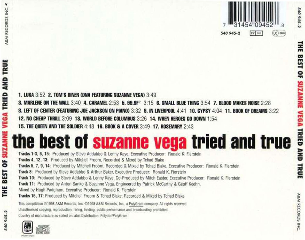 Cartula Trasera de Suzanne Vega - Tried And True: The Best Of Suzanne Vega