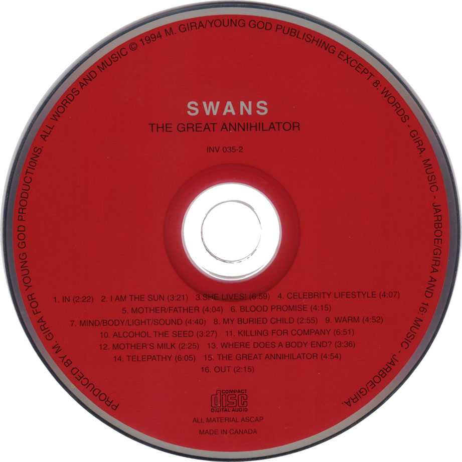 Cartula Cd de Swans - The Great Annihilator