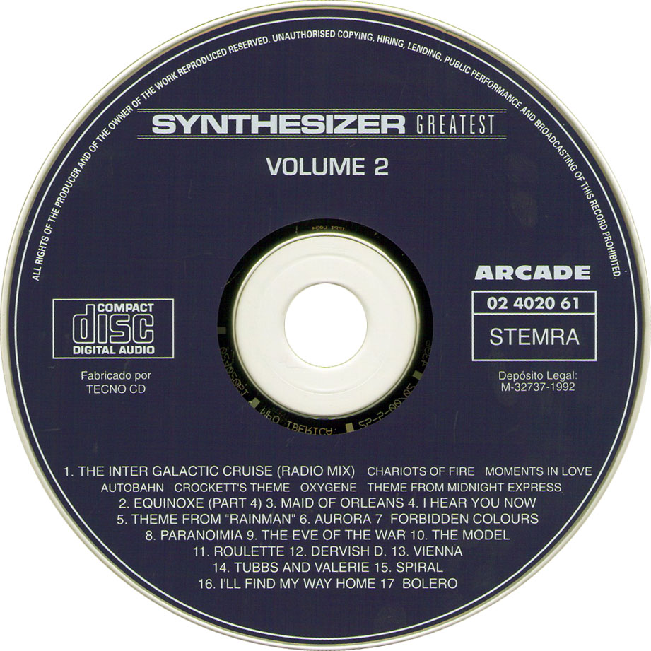 Car�tula Cd de Synthesizer Greatest Volume 2